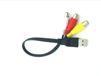 0,25 m USB 3RCA Bussi AV Audio-Kaabel, USB-3rca Isane-Kolme Lotus Naine Vask Südamik Juhe AV-OUT Adapter Kaabel