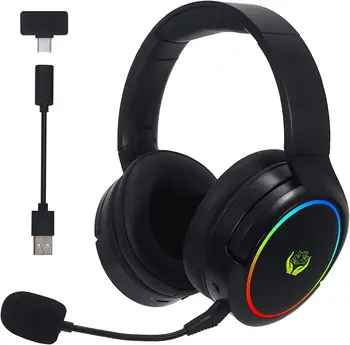 2.4 G/ Bluetooth Wireless Gaming Headset Eemaldatav Mikrofon, Kerge USB-C/USB-A Reguleeritav Peapael PC Mobiil PS5 PS4 Xbox