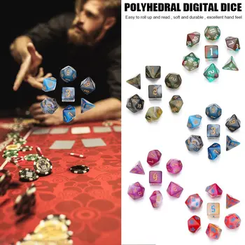 7tk/set D4 D6 D8 D10 D12 D20 Polyhedral Kingitus Mänguasi Dice Komplekt Mäng Aksessuaar Glitter Dices