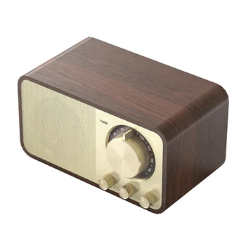 Bluetooth-5.0 Stereo Kõlar Raadio-Retro Klassikaline Puidust Soundbox Ümbritsevad Super Bass Subwoofer, AUX-FM-USB-disk muusika