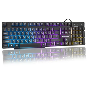Gaming Keyboard ET vene Klaviatuur RGB Taustvalgustusega Klaviatuur 104 Võtmed USB-Kaabel-Mängija Klaviatuuri Tablett Desktop