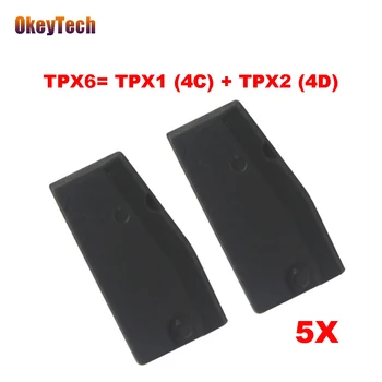 OkeyTech 5tk/palju Auto Võti Kiibid Transponder Kiip Süsiniku TPX6=TPX1(4C)+TPX2(4P) Korduvalt Koopia TPX6 Keraamiline Kloon Kiip JMA