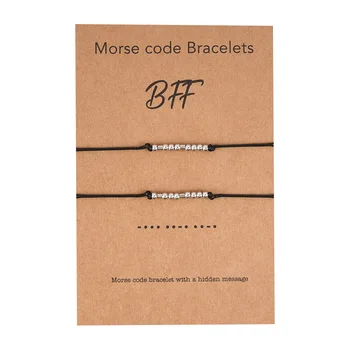 TULX 2tk Reguleeritav Helmed Morse Kood Käevõru Naistele Meeste Käsitöö Põimitud Must Trossi Käevõru BFF Ehete Hulgimüük